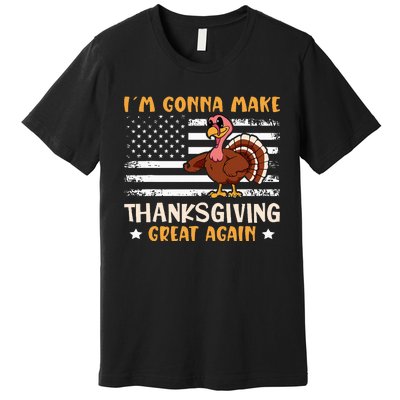 Thanksgiving Great Again Trump US Flag Premium T-Shirt