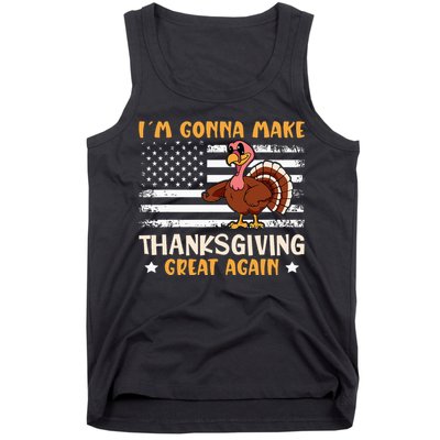 Thanksgiving Great Again Trump US Flag Tank Top