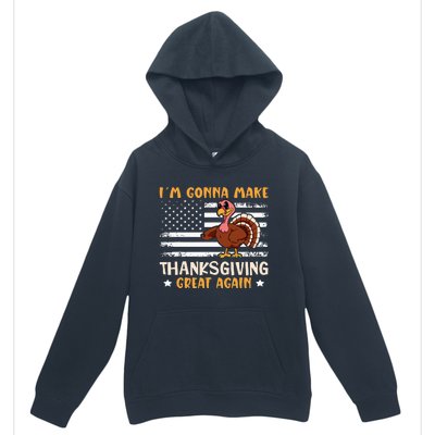 Thanksgiving Great Again Trump US Flag Urban Pullover Hoodie