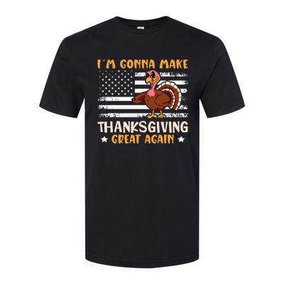 Thanksgiving Great Again Trump US Flag Softstyle CVC T-Shirt