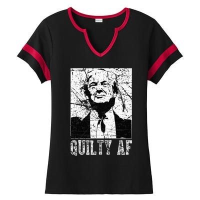 Trump Guilty Af Trump Guilty On 34 Counts Ladies Halftime Notch Neck Tee