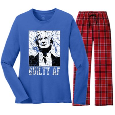 Trump Guilty Af Trump Guilty On 34 Counts Women's Long Sleeve Flannel Pajama Set 