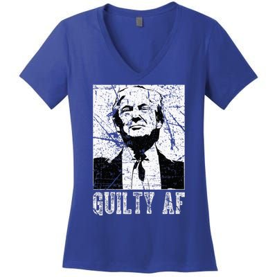 Trump Guilty Af Trump Guilty On 34 Counts Women's V-Neck T-Shirt