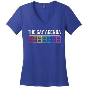 The Gay Agenda Lgbt Pride Funny Pride Month Gift Women's V-Neck T-Shirt