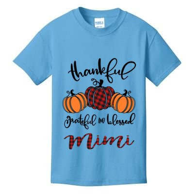 Thankful Grateful And Blessed Mimi Pumkin Thankgiving Meaningful Gift Kids T-Shirt