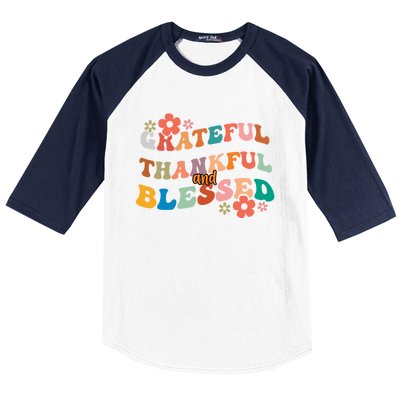 Thankful Grateful And Blessed Fall Autumn Vibes Costume Cool Gift Baseball Sleeve Shirt