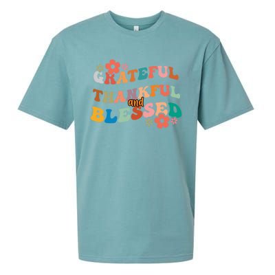 Thankful Grateful And Blessed Fall Autumn Vibes Costume Cool Gift Sueded Cloud Jersey T-Shirt