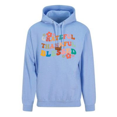 Thankful Grateful And Blessed Fall Autumn Vibes Costume Cool Gift Unisex Surf Hoodie