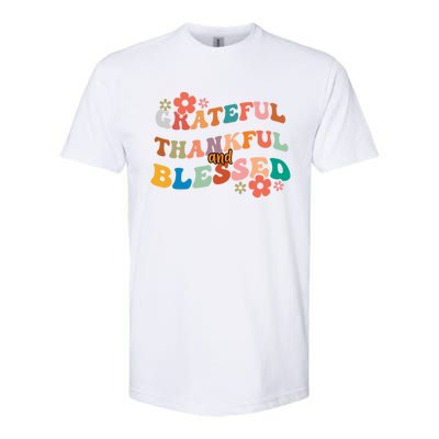 Thankful Grateful And Blessed Fall Autumn Vibes Costume Cool Gift Softstyle CVC T-Shirt