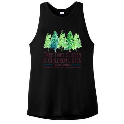 Treetops Glisten And Children Listen To Nothing Christmas Ladies PosiCharge Tri-Blend Wicking Tank