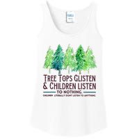 Treetops Glisten And Children Listen To Nothing Christmas Ladies Essential Tank