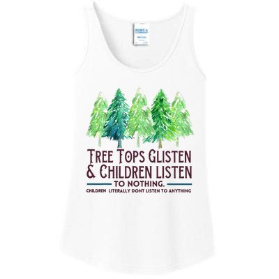 Treetops Glisten And Children Listen To Nothing Christmas Ladies Essential Tank