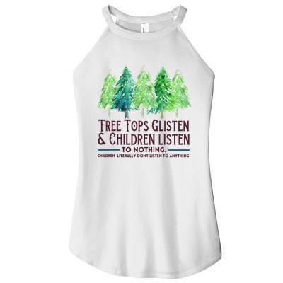 Treetops Glisten And Children Listen To Nothing Christmas Women's Perfect Tri Rocker Tank