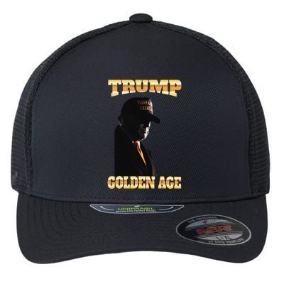 Trump Golden Age Silhouette Maga 45 47 Golden Tie Flexfit Unipanel Trucker Cap