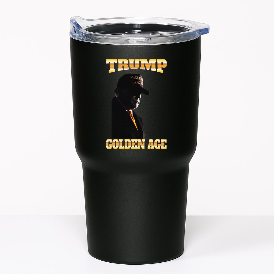 Trump Golden Age Silhouette Maga 45 47 Golden Tie Tumbler