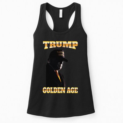 Trump Golden Age Silhouette Maga 45 47 Golden Tie Womens Tank Top