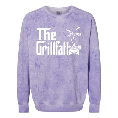 The Grillfather Bbq Grill Pitmaster Smoker Funny Barbecue Gift Colorblast Crewneck Sweatshirt