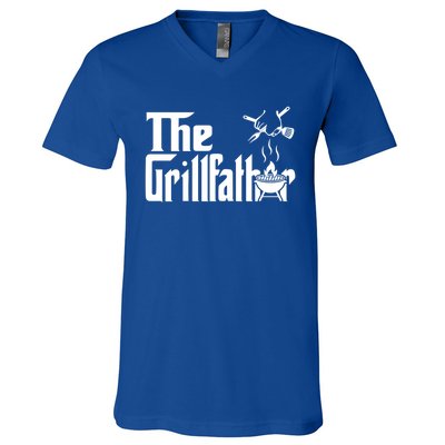 The Grillfather Bbq Grill Pitmaster Smoker Funny Barbecue Gift V-Neck T-Shirt