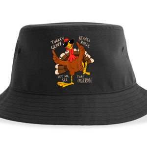 Turkey Gravy Beans And Rolls Casserole Funny Thanksgiving Sustainable Bucket Hat