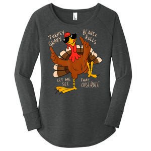 Turkey Gravy Beans And Rolls Casserole Funny Thanksgiving Women's Perfect Tri Tunic Long Sleeve Shirt