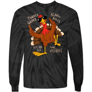 Turkey Gravy Beans And Rolls Casserole Funny Thanksgiving Tie-Dye Long Sleeve Shirt