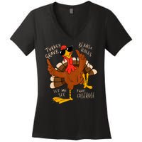 Turkey Gravy Beans And Rolls Casserole Funny Thanksgiving Women's V-Neck T-Shirt