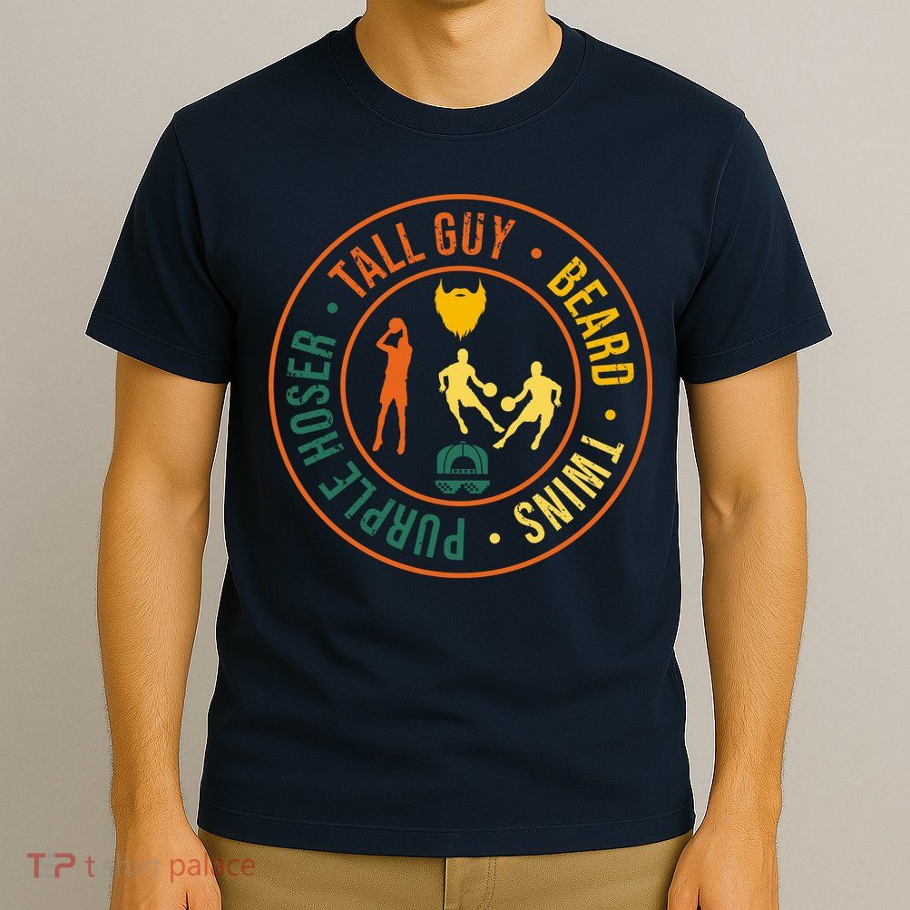 Tall Guy Beard Twins Purple Hoser T-Shirt
