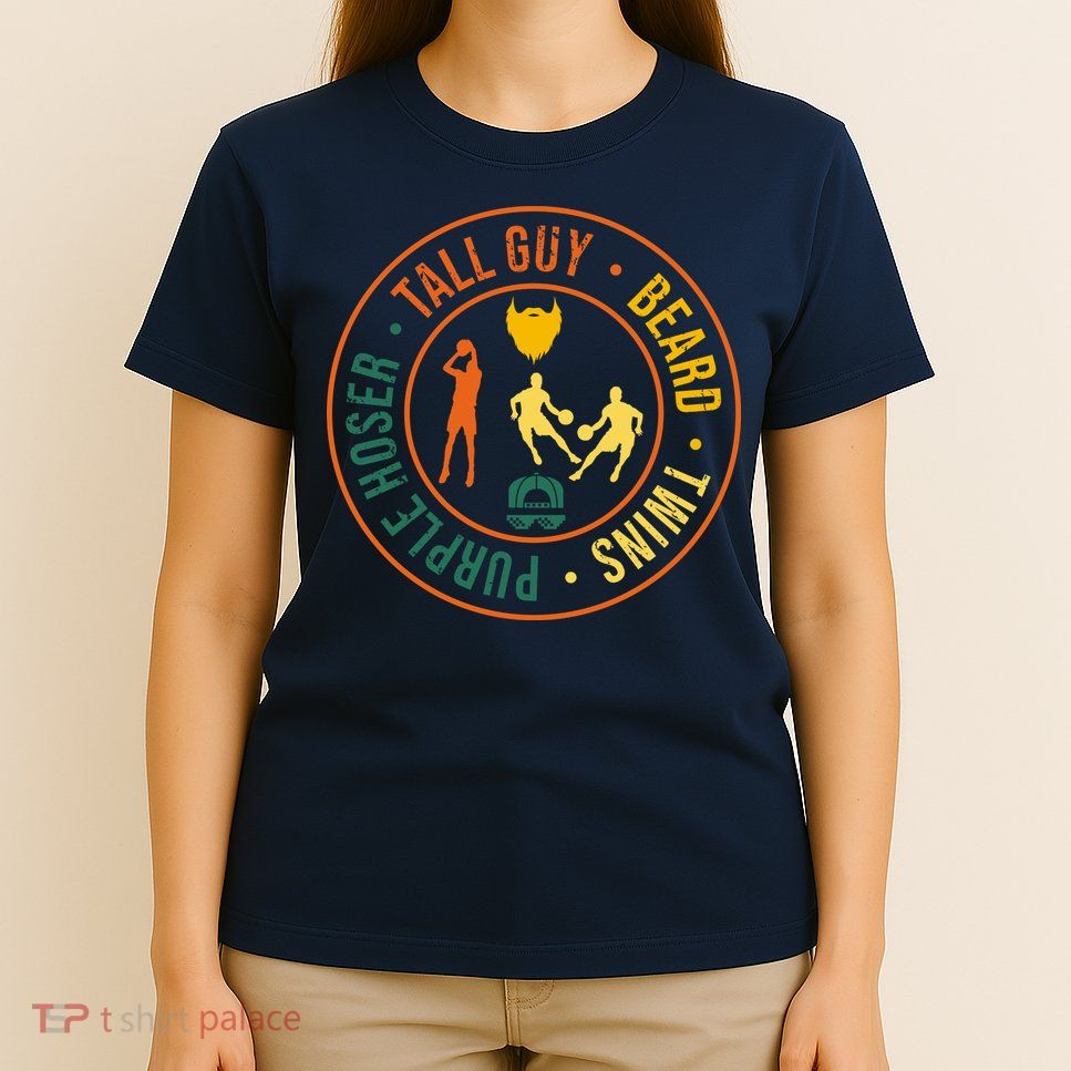 Tall Guy Beard Twins Purple Hoser T-Shirt