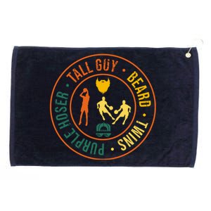 Tall Guy Beard Twins Purple Hoser Grommeted Golf Towel