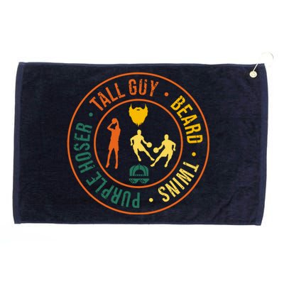 Tall Guy Beard Twins Purple Hoser Grommeted Golf Towel