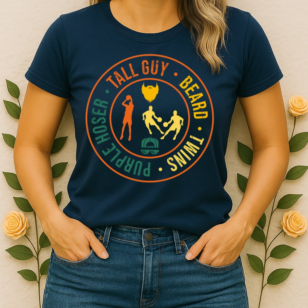 Tall Guy Beard Twins Purple Hoser Womens T-Shirt