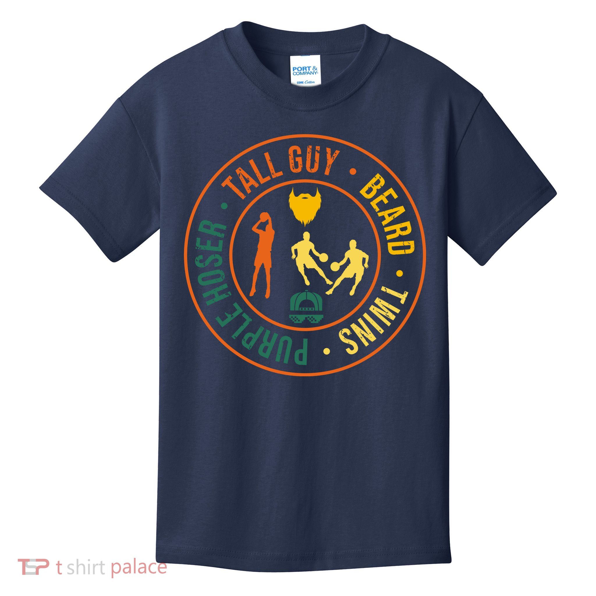 Tall Guy Beard Twins Purple Hoser Kids T-Shirt