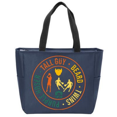 Tall Guy Beard Twins Purple Hoser Zip Tote Bag