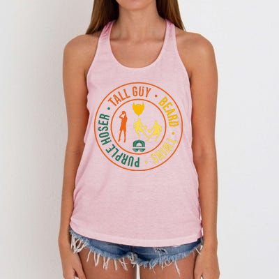 Tall Guy Beard Twins Purple Hoser Women's Knotted Racerback Tank