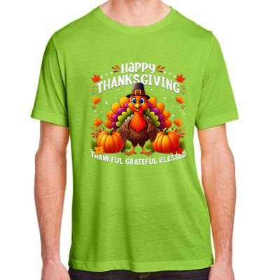 Thankful Grateful Blessed Happy Thanksgiving Turkey Women Adult ChromaSoft Performance T-Shirt