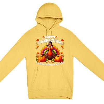 Thankful Grateful Blessed Happy Thanksgiving Turkey Women Premium Pullover Hoodie