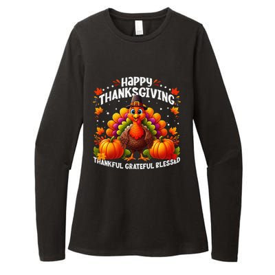 Thankful Grateful Blessed Happy Thanksgiving Turkey Women Womens CVC Long Sleeve Shirt