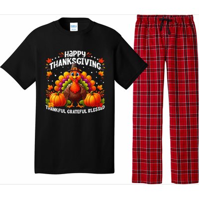 Thankful Grateful Blessed Happy Thanksgiving Turkey Women Pajama Set