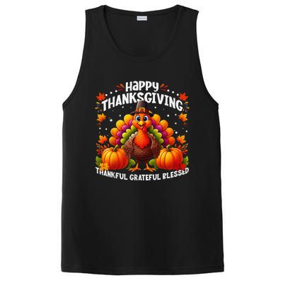 Thankful Grateful Blessed Happy Thanksgiving Turkey Women PosiCharge Competitor Tank