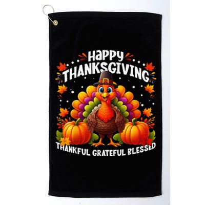 Thankful Grateful Blessed Happy Thanksgiving Turkey Women Platinum Collection Golf Towel