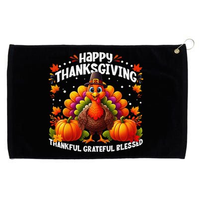 Thankful Grateful Blessed Happy Thanksgiving Turkey Women Grommeted Golf Towel