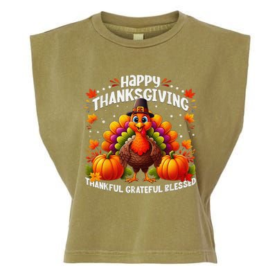 Thankful Grateful Blessed Happy Thanksgiving Turkey Women Garment-Dyed Women's Muscle Tee