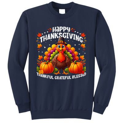 Thankful Grateful Blessed Happy Thanksgiving Turkey Women Sweatshirt