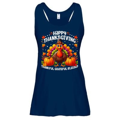 Thankful Grateful Blessed Happy Thanksgiving Turkey Women Ladies Essential Flowy Tank