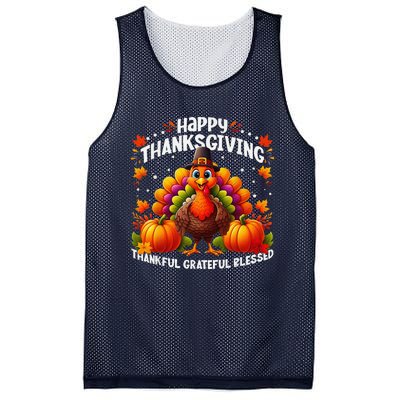 Thankful Grateful Blessed Happy Thanksgiving Turkey Women Mesh Reversible Basketball Jersey Tank