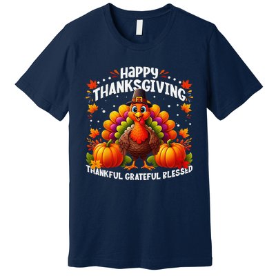 Thankful Grateful Blessed Happy Thanksgiving Turkey Women Premium T-Shirt