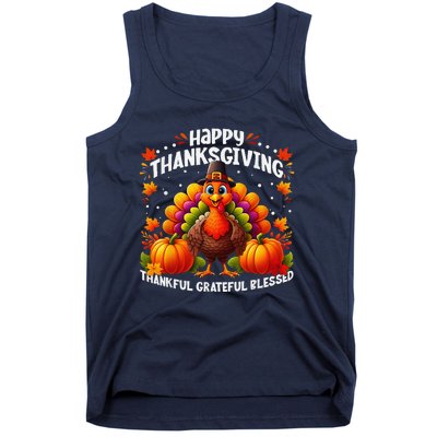 Thankful Grateful Blessed Happy Thanksgiving Turkey Women Tank Top