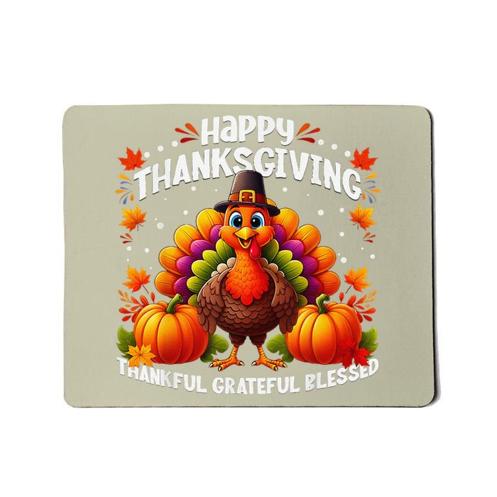 Thankful Grateful Blessed Happy Thanksgiving Turkey Women Mousepad