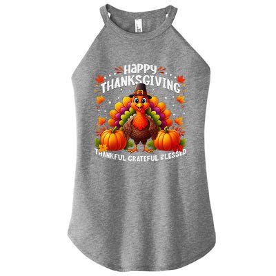 Thankful Grateful Blessed Happy Thanksgiving Turkey Women Women's Perfect Tri Rocker Tank