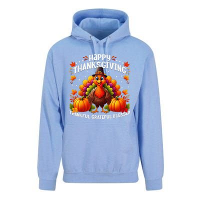 Thankful Grateful Blessed Happy Thanksgiving Turkey Women Unisex Surf Hoodie